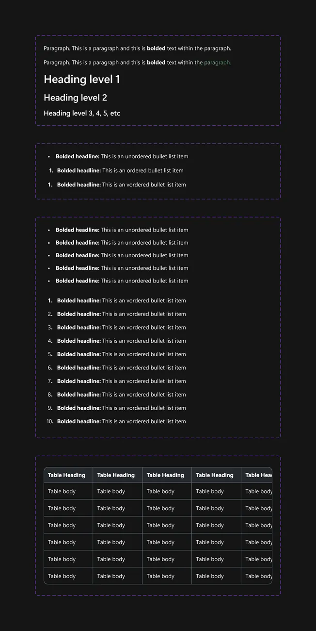 Game Assist typography and content styles